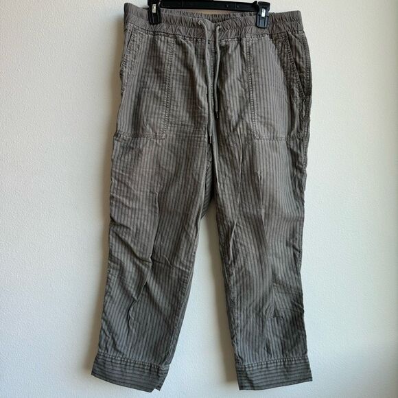 James Perse Utility Pull On Green Khaki Stripe Cropped pants size 3 large - Picture 1 of 7